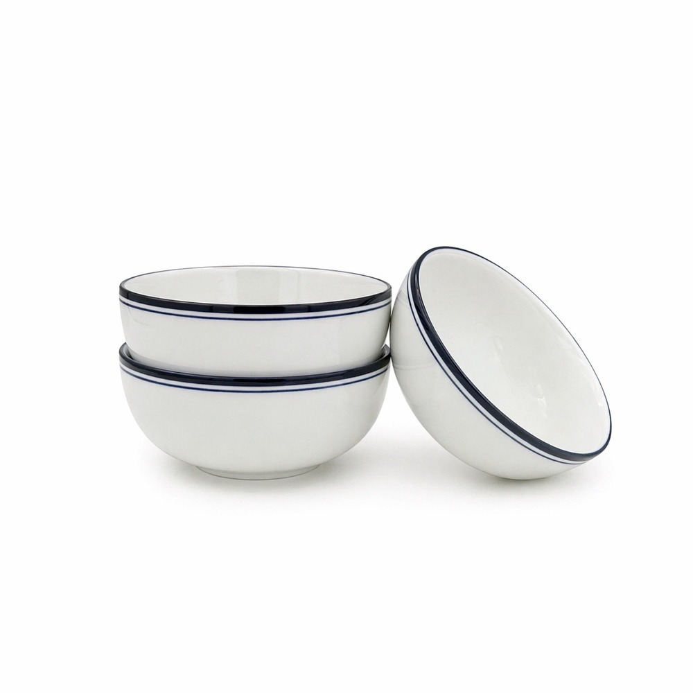 Dansk Bistro White & Navy Rim Bowls, Set of 3 – Portugal